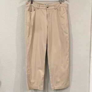 Columbia Sportswear Women's Sz 12 Pants Beige 100% Cotton Mid Rise Straight Flat